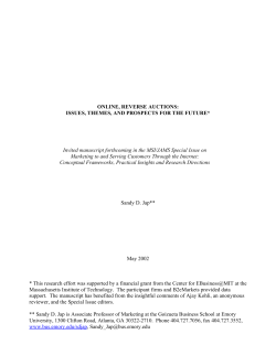 Online Reverse Auctions: Issues, Themes, and Prospects for the