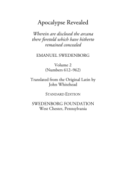 Apocalypse Revealed - Swedenborg Foundation