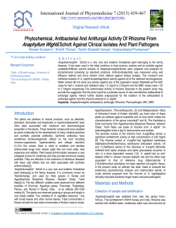 Anaph phyllum W Wightii.Sch - Advanced Research Journals