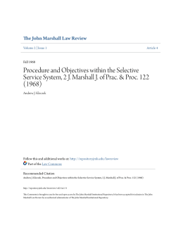 Procedure and Objectives within the Selective Service System, 2 J