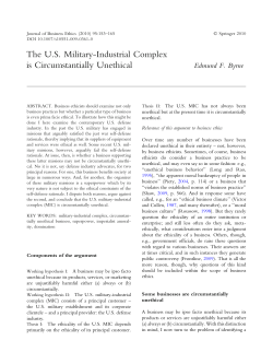 The U.S. Military-Industrial Complex is Circumstantially Unethical