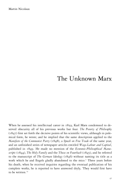 The Unknown Marx - Platypus Affiliated Society