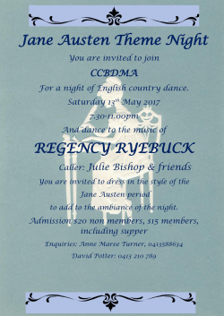 Jane Austen Theme Night REGENCY RYEBUCK