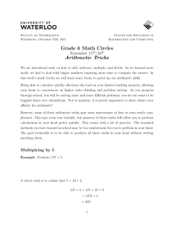 Grade 6 Math Circles Arithmetic Tricks