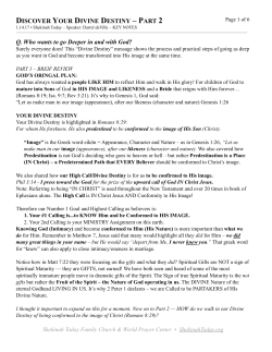 DISCOVER YOUR DIVINE DESTINY &ndash; PART 2 Q. Who wants to go