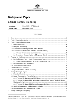 Background Paper. China: Family Planning.