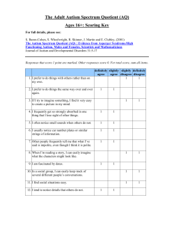 The Adult Autism Spectrum Quotient (AQ) Ages 16+: Scoring Key