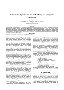 Dictionary development workflow for MT