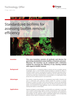 Standardized biofilms for assessing biofilm removal efficiency