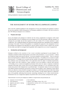 Management of severe pre-eclampsia and eclampsia