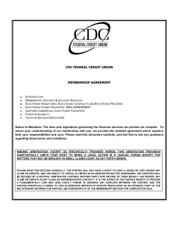 CDC FEDERAL CREDIT UNION MEMBERSHIP AGREEMENT