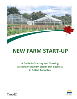 New Farm Startup Guide - Central Okanagan Economic