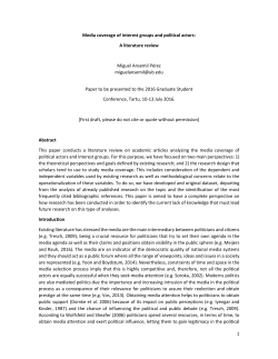 1 Media coverage of interest groups and political actors: A literature