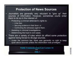 Protection of News Sources - National Paralegal College