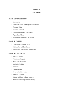 Semester III Law of Torts Module I: INTRODUCTION