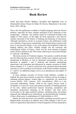 Emile and Isaac Pereire: Bankers, Socialists and Sephardic Jews in