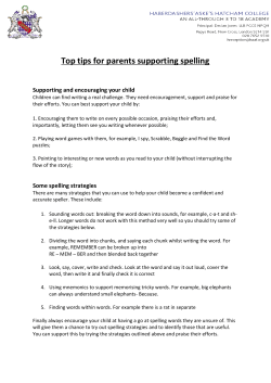 Top tips for parents supporting spelling