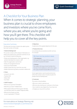 A Checklist for Your Business Plan When it comes to strategic