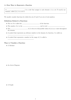 1.1 Four Ways to Represent a Function A f is a rule that assigns to