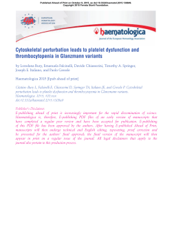 Cytoskeletal perturbation leads to platelet