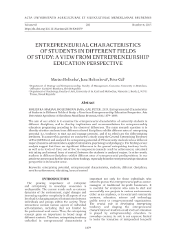 entrepreneurial characteristics of students in different fields of study