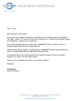 July 17, 2014 Dear Arkansas Youth Leader, Are you and your