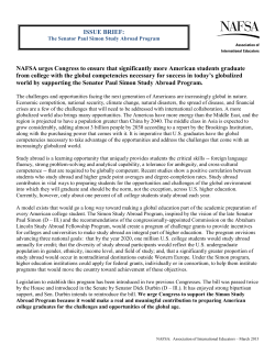 NAFSA urges Congress to ensure that significantly more American