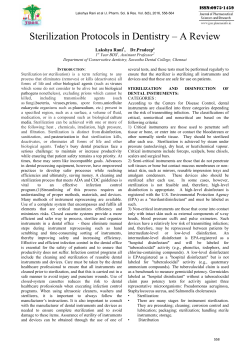 Sterilization Protocols in Dentistry – A Review