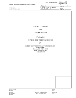 Original 1 Colo. PUC No. 8 Cancels Colo. PUC No. 7 SCHEDULE