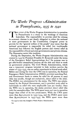The Works Progress ^Administration in Pennsylvania, 1935 to 1940