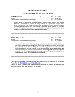 MID 2007 - 2010 Mention in Despatches Citations