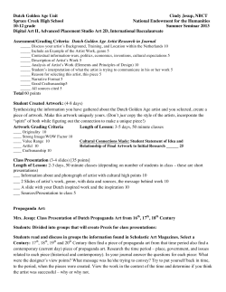 Dutch Golden Age Unit Cindy Jesup, NBCT Spruce Creek High