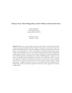 Salutary Fear? Hans Morgenthau and the Politics of