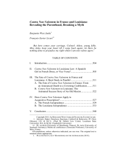 Contra Non Valentemin France and Louisiana