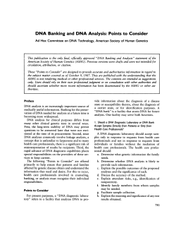 DNA Banking and DNA Analysis: Points to Consider