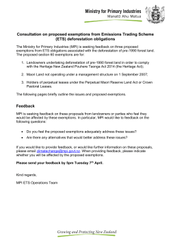 Consultation on proposed exemptions from Emissions Trading