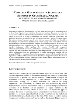 conflict management in secondary schools in osun state, nigeria