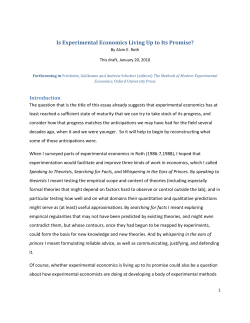 Is Experimental Economics Living Up to Its Promise