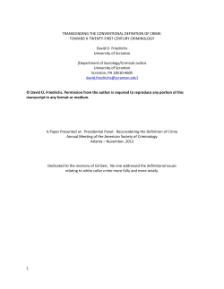 Transcending the Conventional Definition of Crime: Toward a