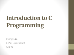 Introduction to C Programming - National Institute for Computational