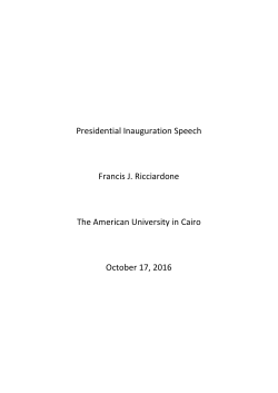 Presidential Inauguration Speech Francis J. Ricciardone The