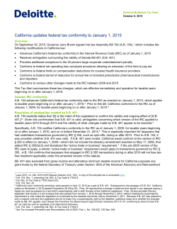 California updates federal tax conformity to January 1, 2015