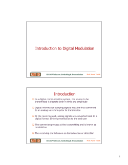 Introduction to Digital Modulation Introduction