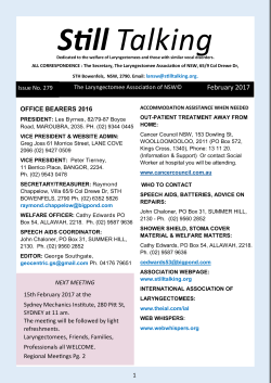 Feb 2017 Newsletter - Laryngectomee Association of NSW
