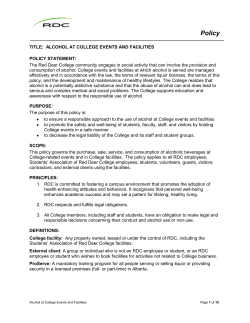 Alcohol at College Events and Facilities Policy