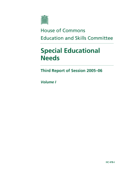 Special Educational Needs - Publications.parliament.uk