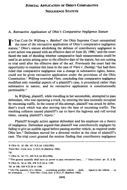 Judicial Application of Ohio`s Comparative Negligence Statute