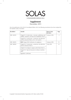 Dec 2015 Supplement: SOLAS - International Maritime Organization