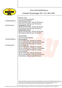 Kroon-Oil Product recommendation Caterpillar Tracked excavators