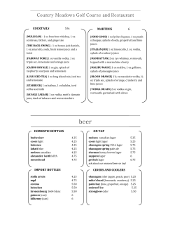 cocktails 5&frac12; martinis 6 domestic bottles on tap import bottles ciders